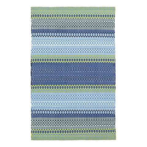 Fiesta Stripe Handwoven Indoor/Outdoor Rug | French Blue/Green
