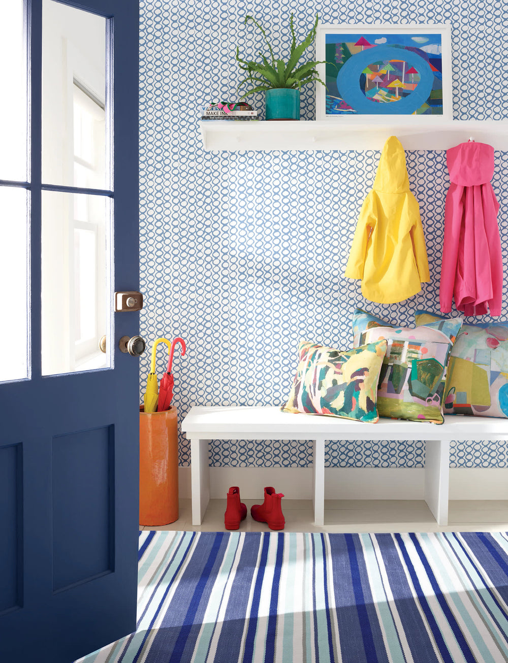 Skyler Stripe Handwoven Indoor/Outdoor Rug | Blue