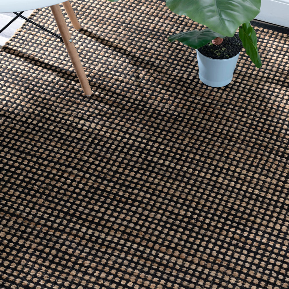 Gravel Handwoven Jute Rug | Black/Natural