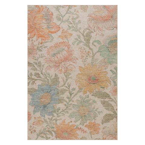 Zell Transitional Floral Machine Washable Rug | Multi