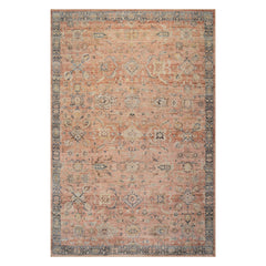 Ravena Traditional Bordered Washable Rug | Peach