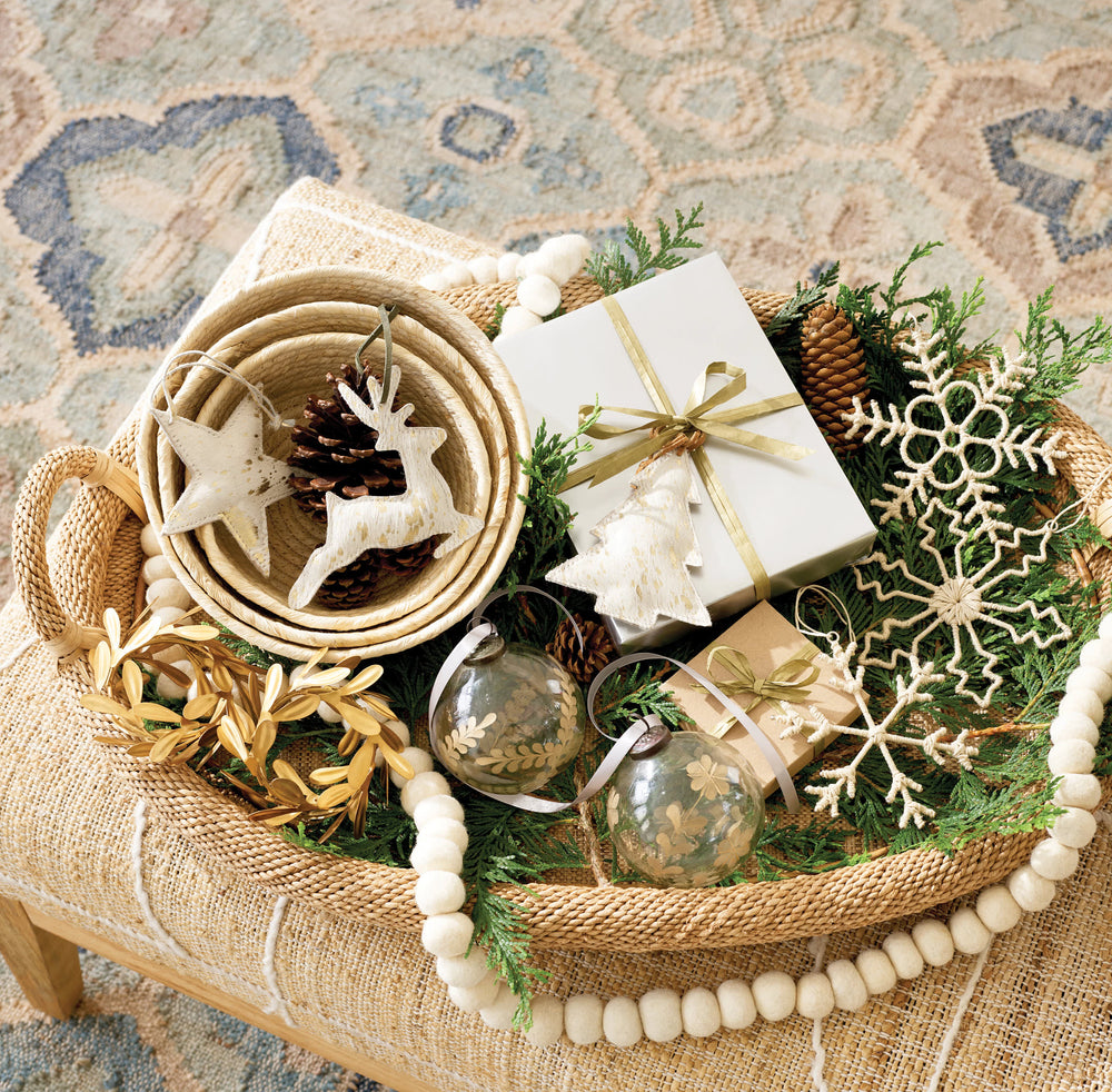 Jute Wrapped Snowflake Ornaments/Set of 3 | Ivory