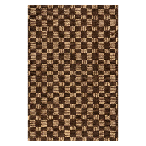 Cedar Checked Hand Tufted Wool Rug | Brown