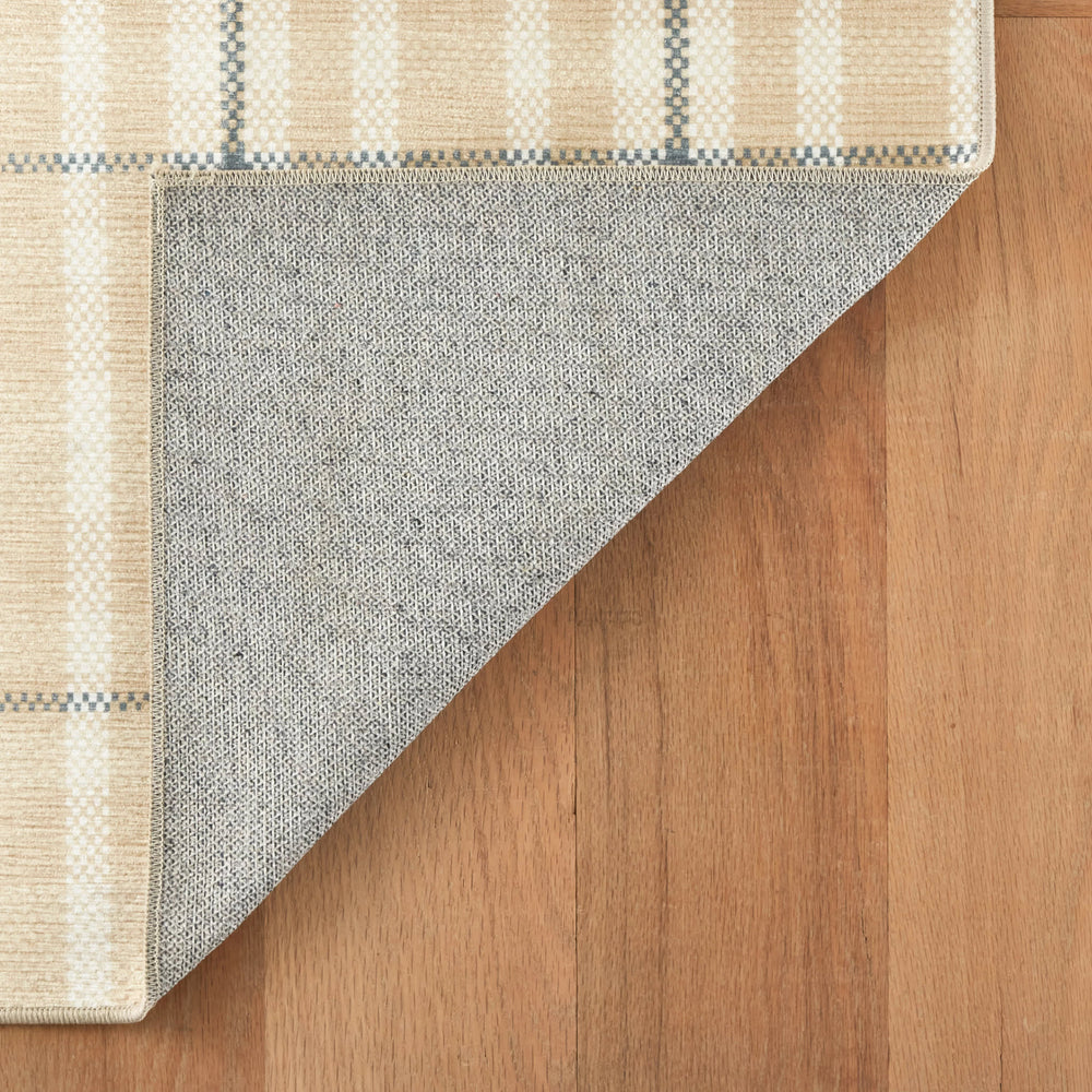 Hallie Plaid Machine Washable Rug | Khaki