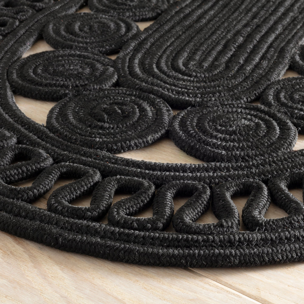 Audrey Handwoven Indoor/Outdoor Oval Rug | Black