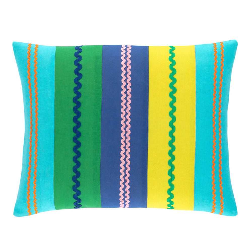 Ric Rac Stripe Decorative Pillow Cover | Blue/Green