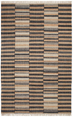 Ravel Stripe Handwoven Wool Rug | Black