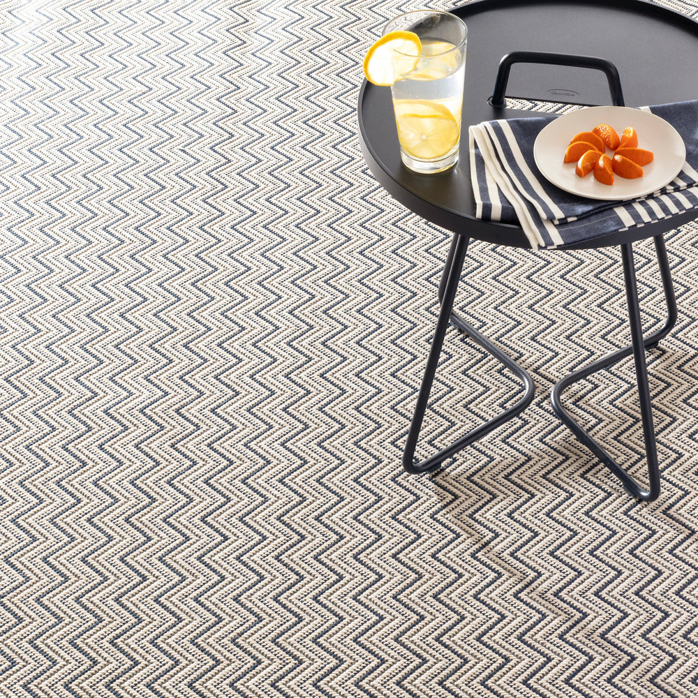 Happy Chevron Woven Indoor/Outdoor Custom Rug | Navy