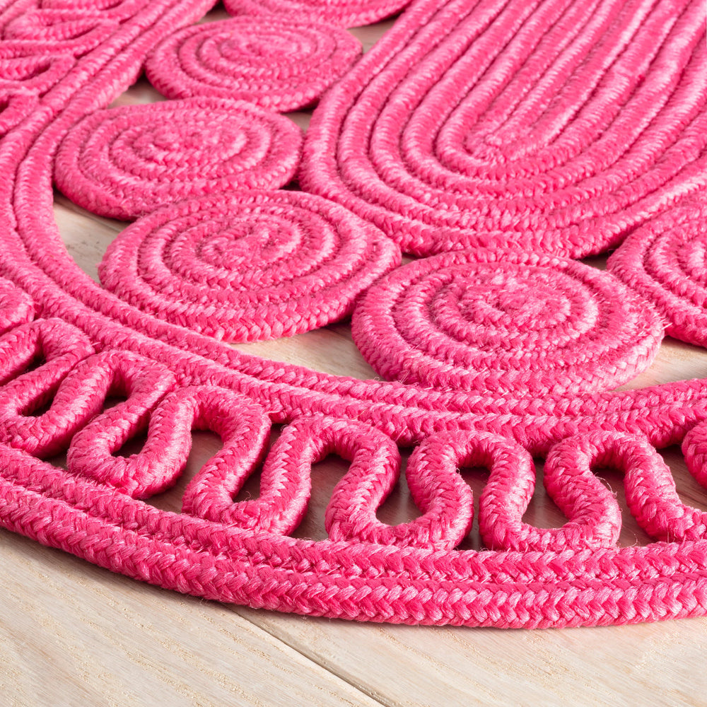 Reef Handwoven Indoor/Outdoor Oval Rug | Fuchsia