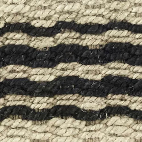 Jute Ticking Handwoven Jute Rug Swatch | Black