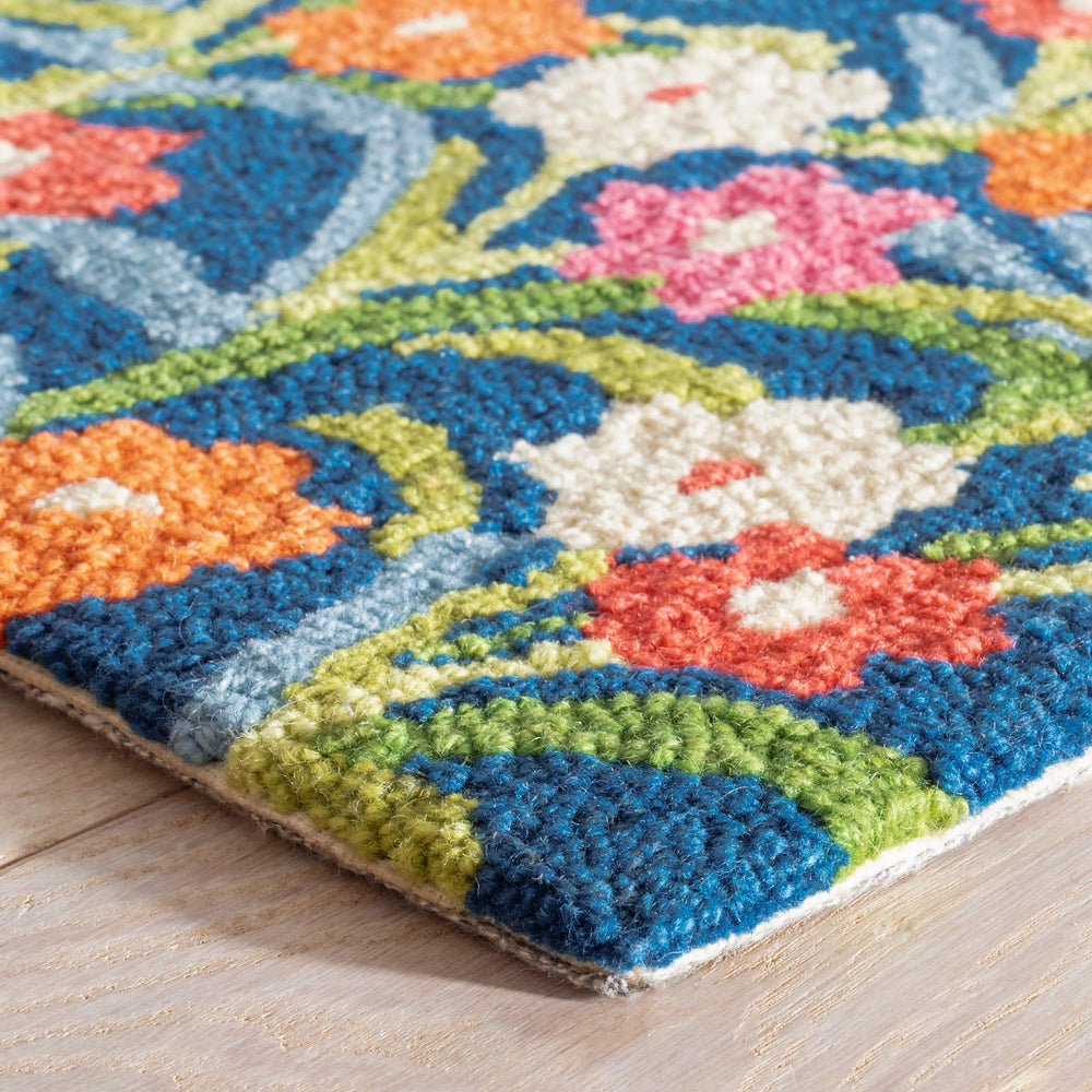 Playful Posies Hand Micro Hooked Wool Rug | Navy