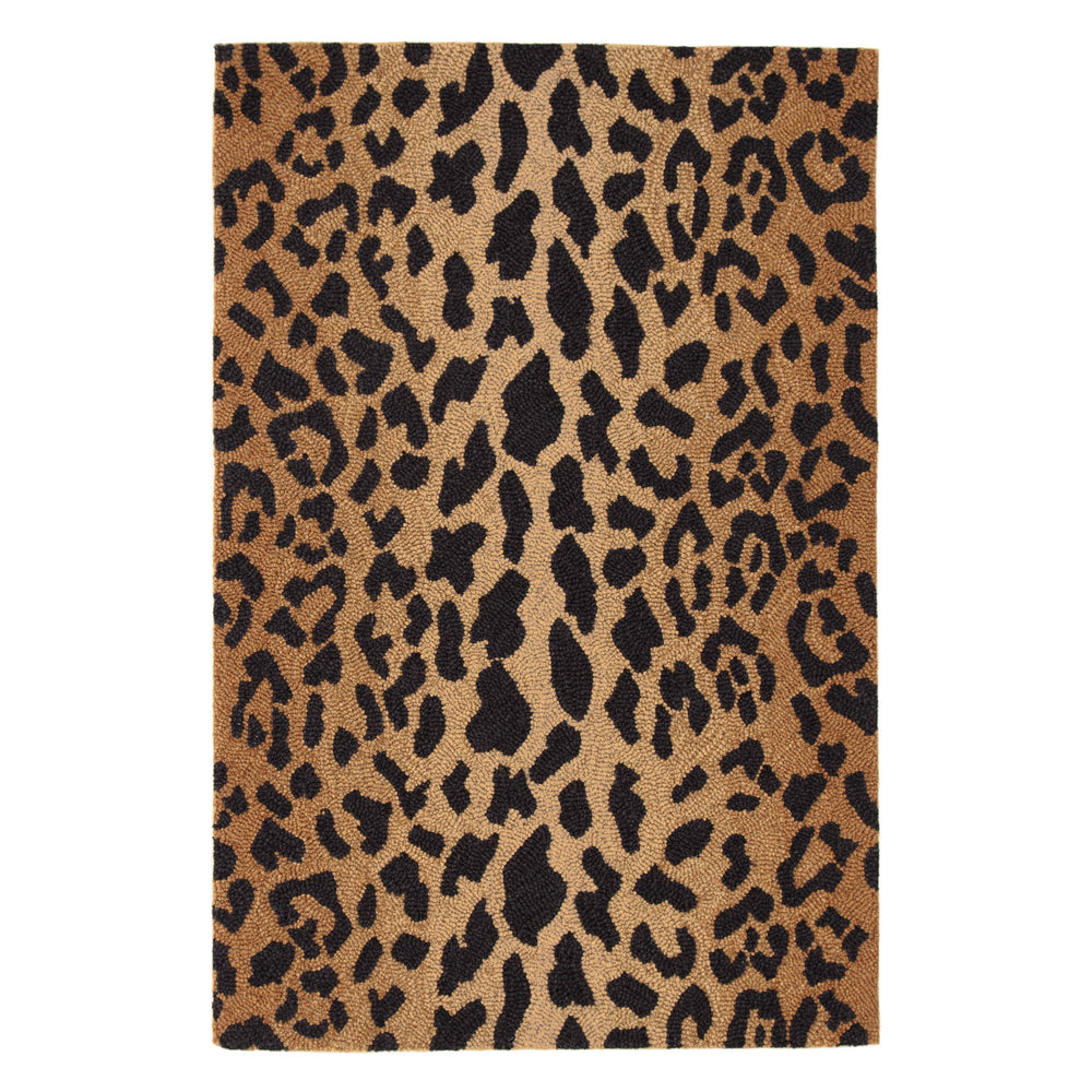 Leopard Hand Micro Hooked Wool Rug | Brown