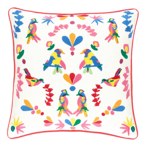 Bird is the Word Embroidered Decorative Pillow Cover | Multi