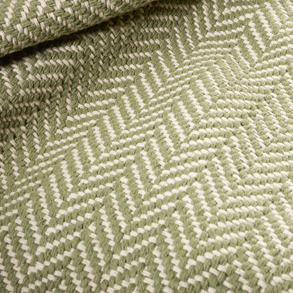 Herringbone Handwoven Cotton Rug | Sage