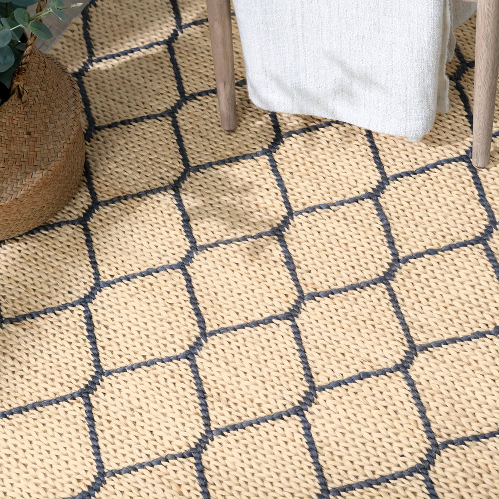 Tiles Handwoven Jute Rug | Navy