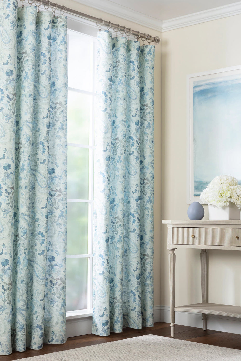 Ines Linen Curtain Panel | Blue