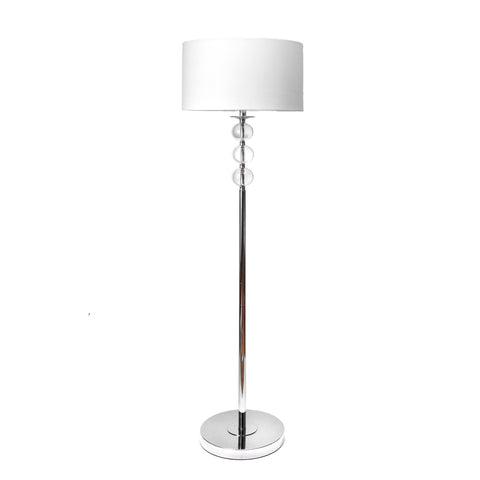 62-inch Stacked Crystal Metal Pole Floor Lamp | Silver