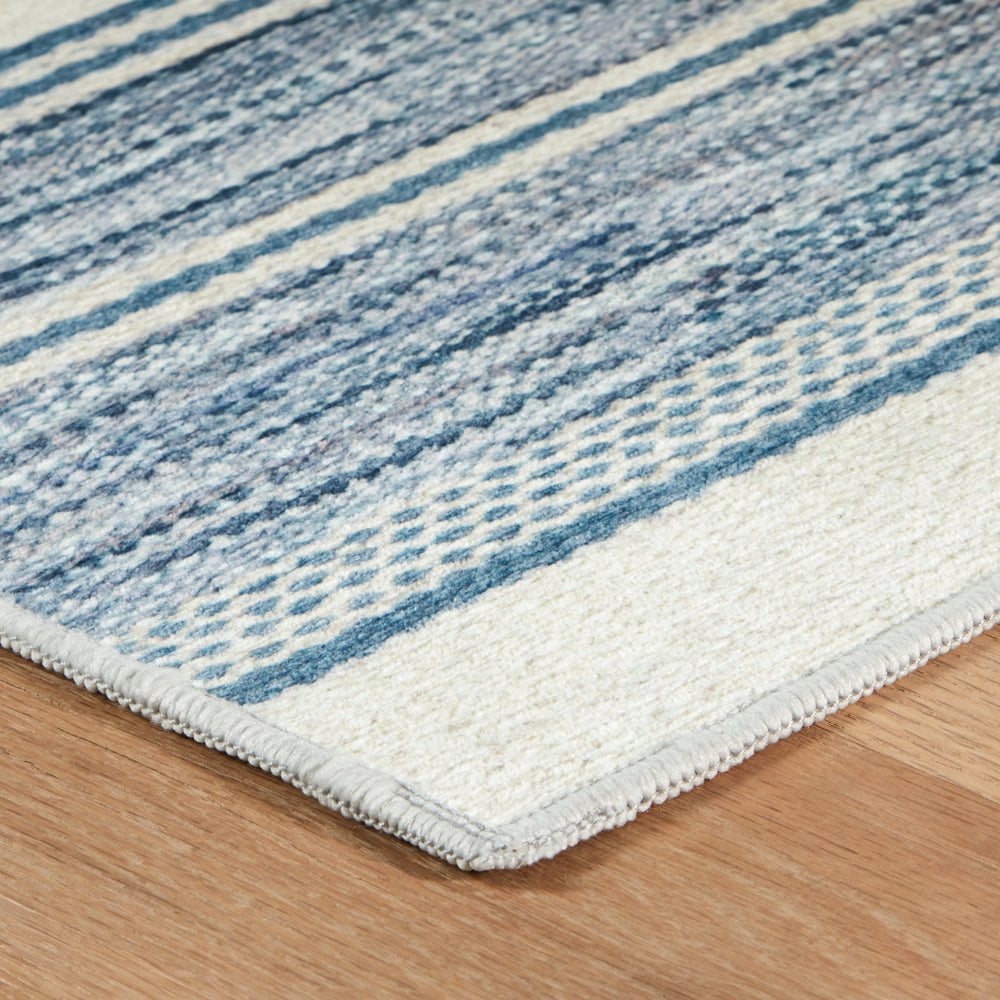 Ellington Stripe Machine Washable Rug | Blue