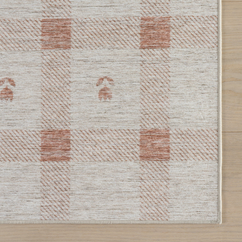 Gingham Machine Washable Rug | Blush