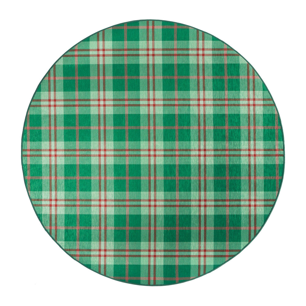 Jolly Plaid Machine Washable Rug | Green