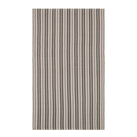 Ticking Stripe Handwoven Indoor/Outdoor Rug | Grey/Ivory