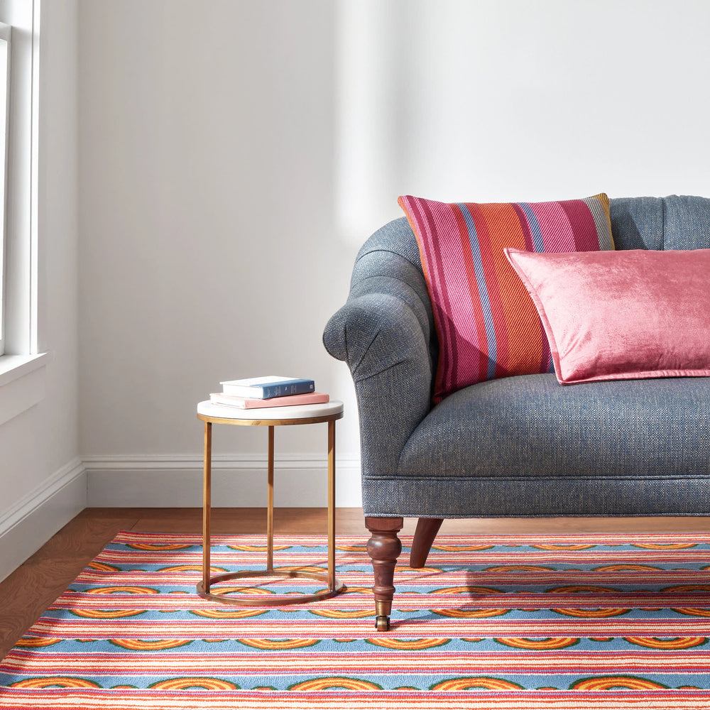 Button Hand Micro Hooked Wool Rug | Multi