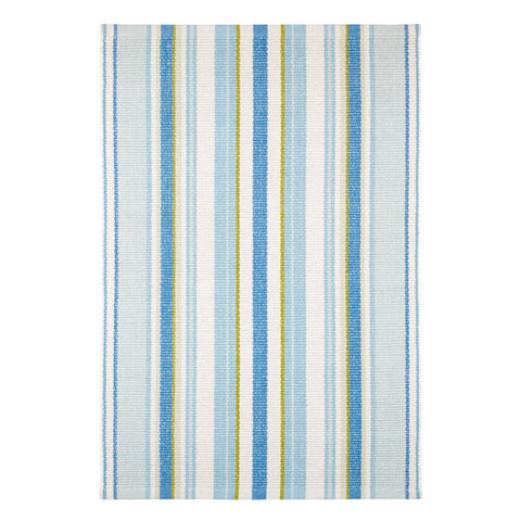 Daphne Stripe Handwoven Cotton Rug | French Blue