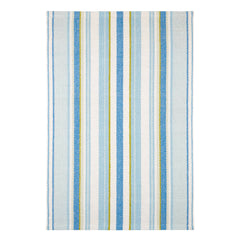 Daphne Stripe Handwoven Cotton Rug | French Blue