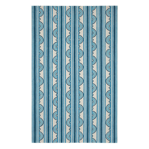 Button Hand Micro Hooked Wool Rug | Blue