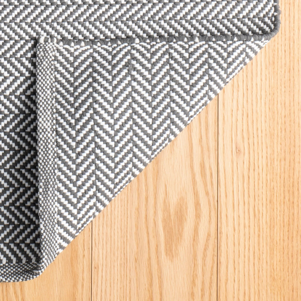 Herringbone Handwoven Cotton Rug | Shale
