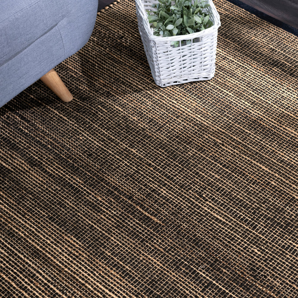 Seed Handwoven Jute Rug | Black/Natural