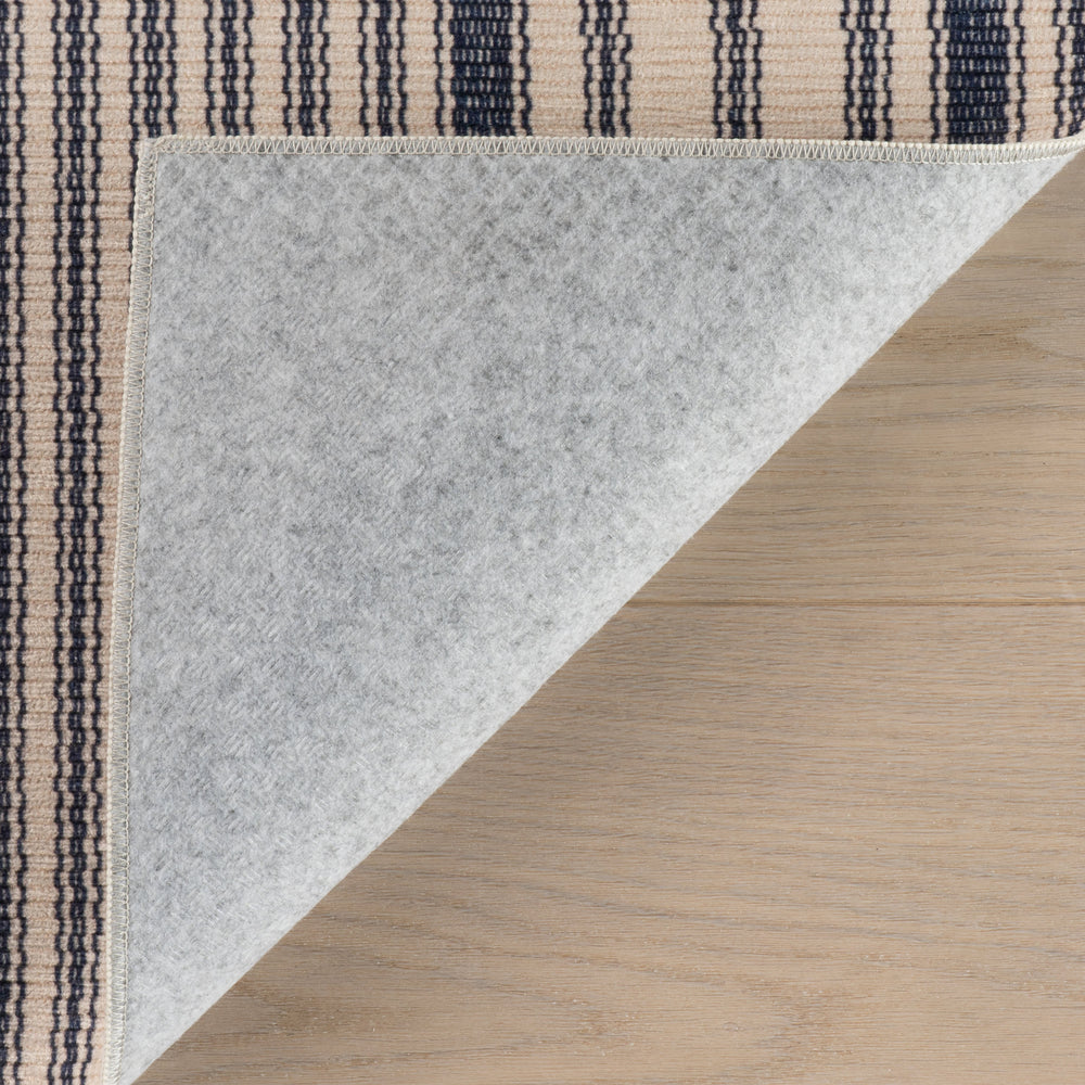 Axiom Coastal Striped Machine Washable Rug | Navy