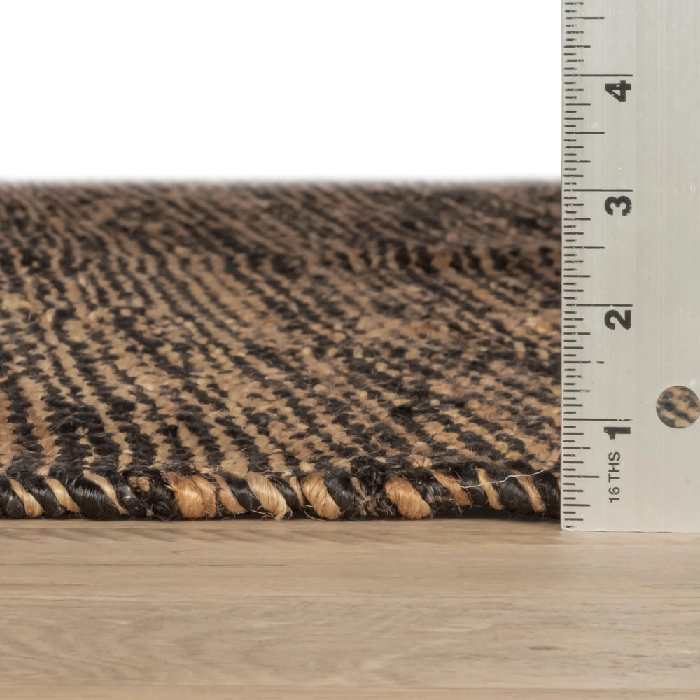 Striped Handwoven Jute Rug | Black/Natural