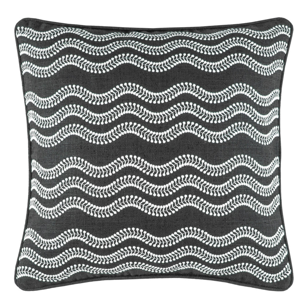 Scout Embroidered Indoor/Outdoor Decorative Pillow Cover | Black