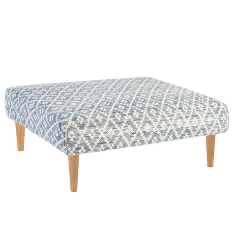 Melange Diamond Square Rug Ottoman | Blue