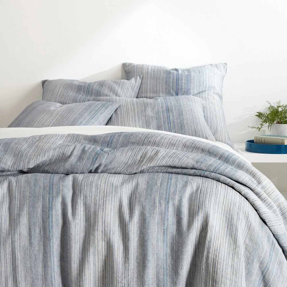 Sterling Stripe Linen Duvet Cover | Blue