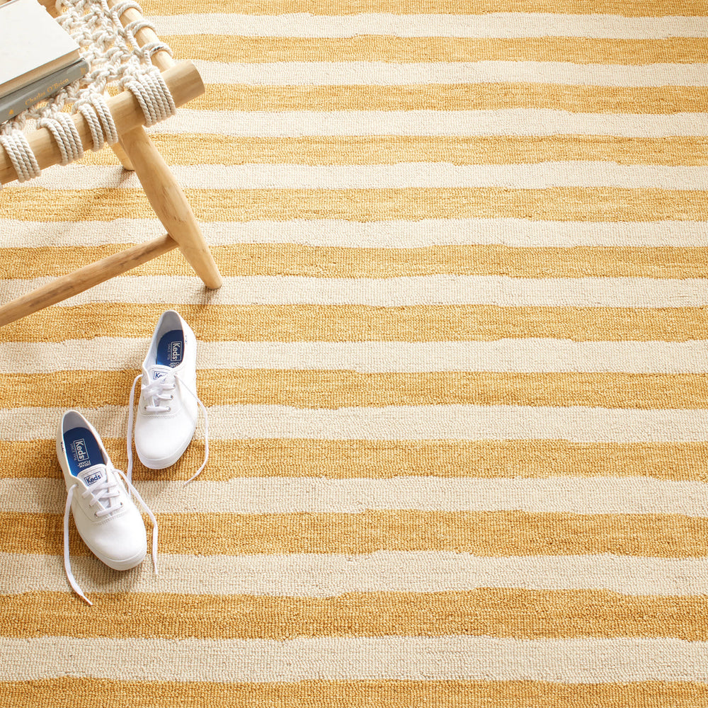 Silas Stripe Hand Micro Hooked Wool Rug | Gold