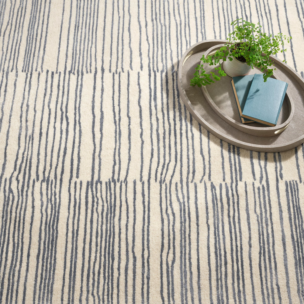 Striae Hand Tufted Wool Rug | Pewter Blue