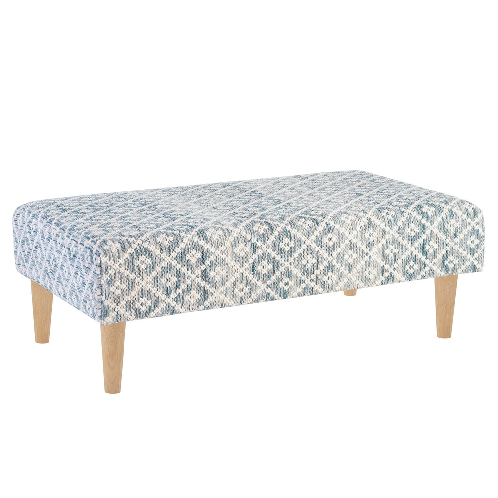 Melange Diamond Blue Custom Rug Ottoman | Blue