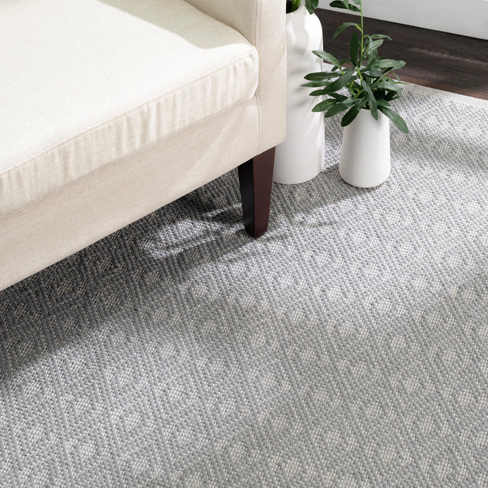 Optic Diamond Handwoven Cotton Rug | Grey/Ivory