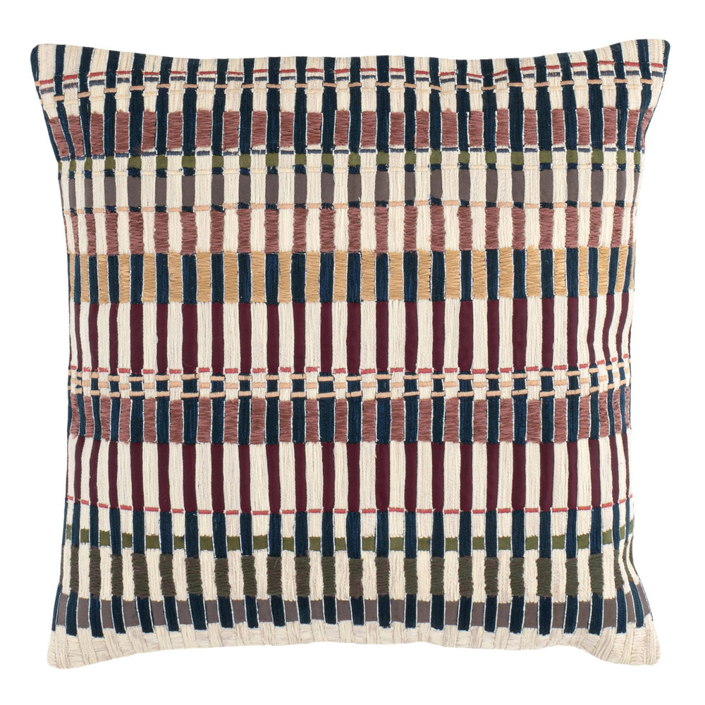 Folk Stripe Embroidered Decorative Pillow Cover | Multi