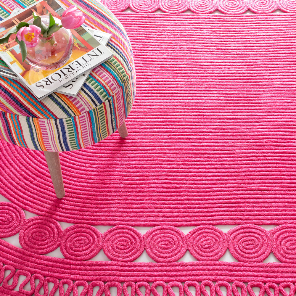 Reef Handwoven Indoor/Outdoor Oval Rug | Fuchsia