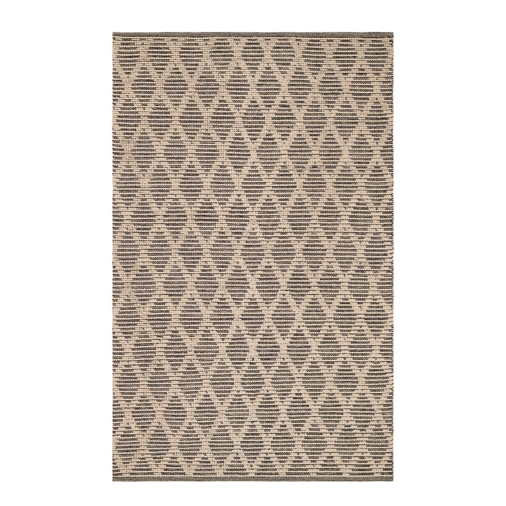 Textured Diamond Handwoven Cotton Rug | Blue/Ivory