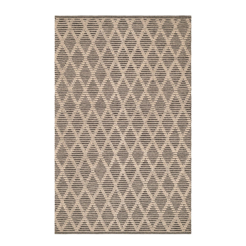 Textured Diamond Handwoven Cotton Rug | Blue/Ivory