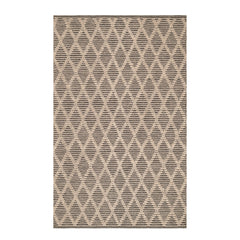 Textured Diamond Handwoven Cotton Rug | Blue/Ivory