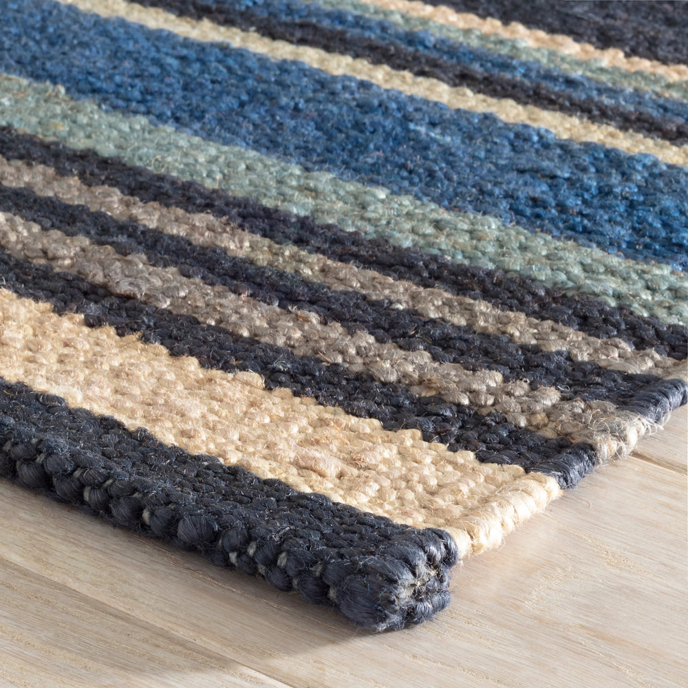 Dover Stripe Handwoven Jute Rug | Blue