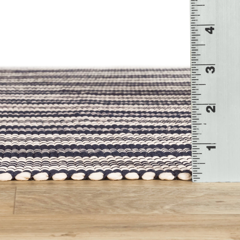 Ticking Stripe Handwoven Indoor/Outdoor Rug | Navy/Ivory