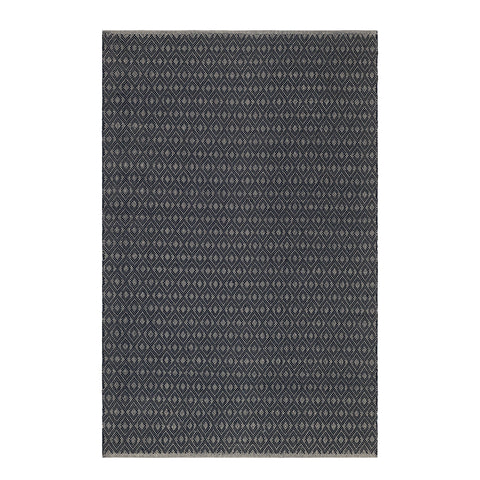 Optic Diamond Handwoven Cotton Rug | Navy/Ivory