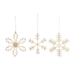 Jute Wrapped Snowflake Ornaments/Set of 3 | Ivory