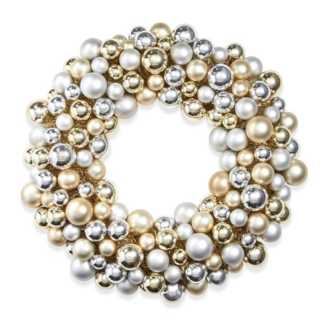 Champagne & Silver Ball Wreath | Neutral
